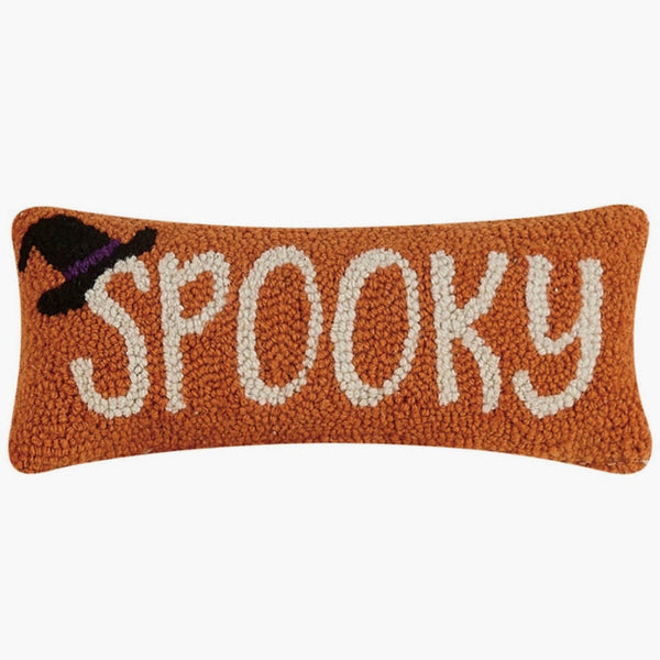 Spooky Witch Hat Halloween Hooked Rug Pillow