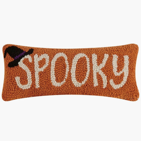 Spooky Witch Hat Halloween Hooked Rug Pillow
