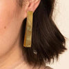 Gold Brass Folded Long Post Earring
